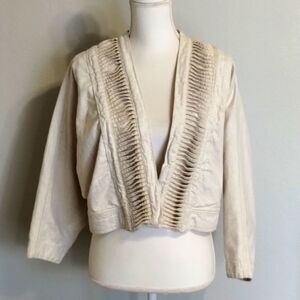 Anthropologie HEI HEI open blazer jacket oatmeal beige cropped medium large